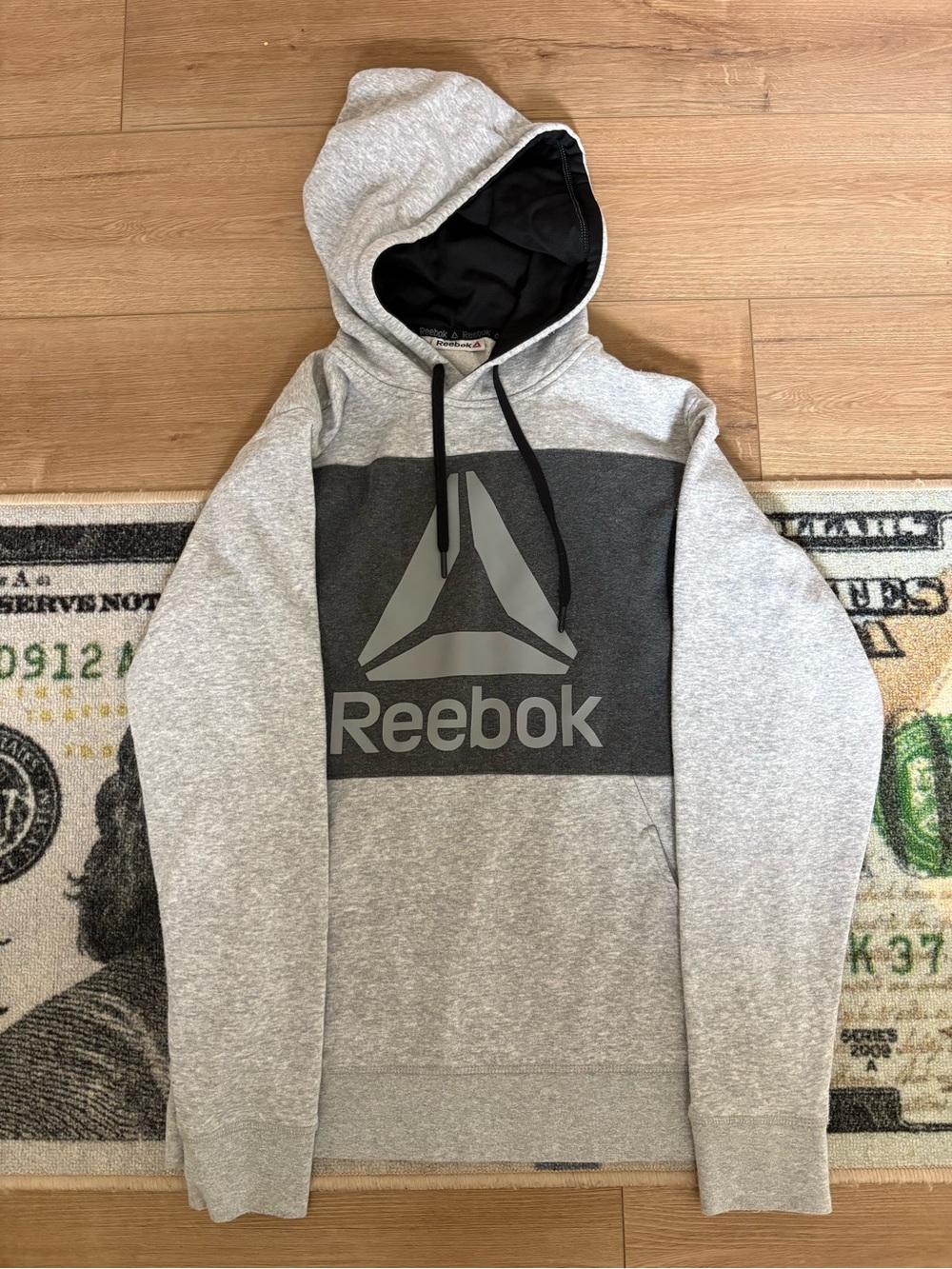Reebok Men’s Light Gray and Dark Gray Zip-Up Hoodie